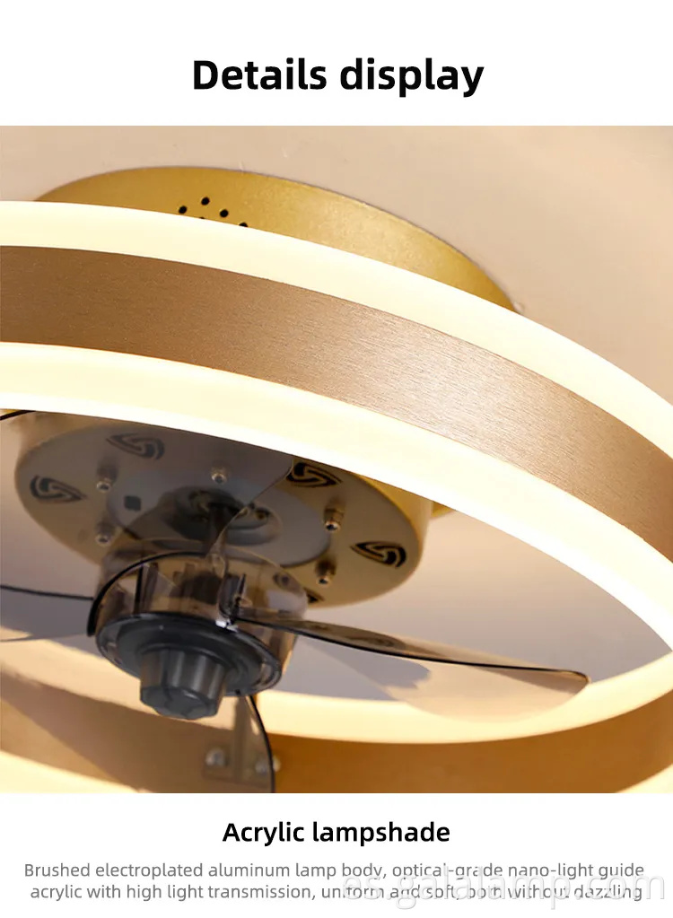 Ventilador de techo acrílico transparente moderno con control remoto